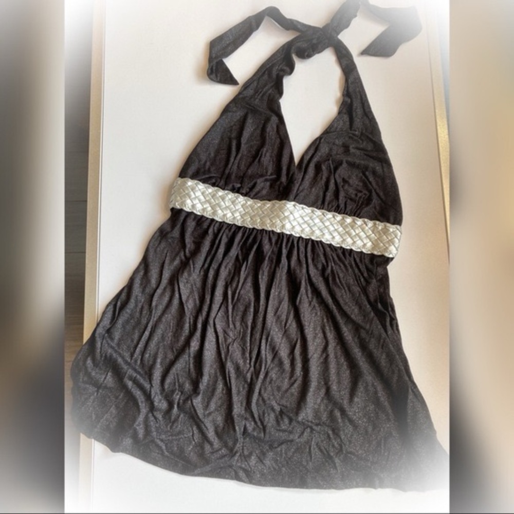 Elegant Black Camisole with Silver Accent